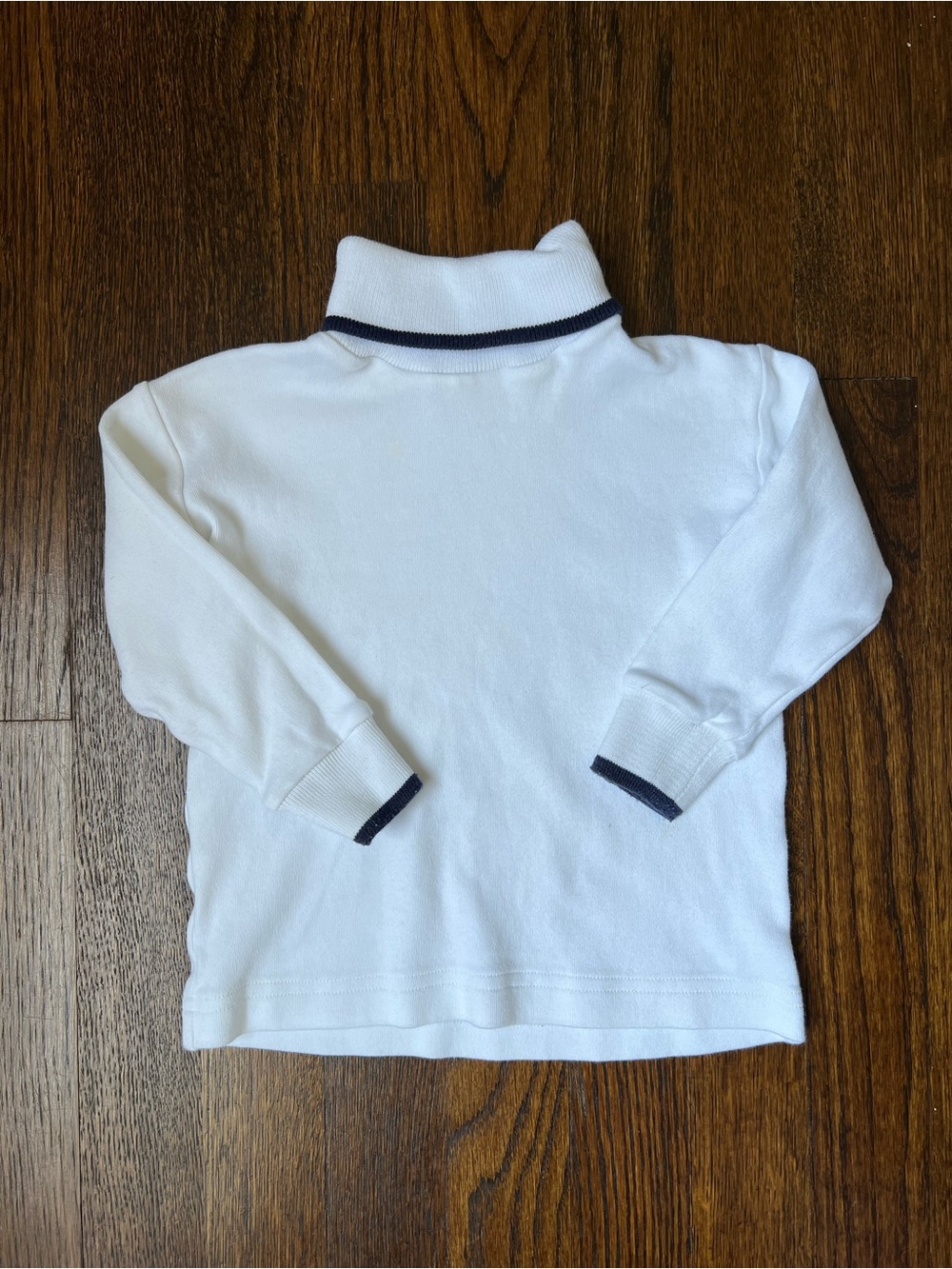 Turtleneck white with navy piping size 24M